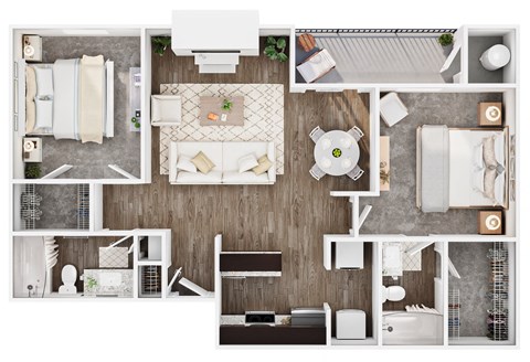 a 1 bedroom floor plan with a bathroom and a living room